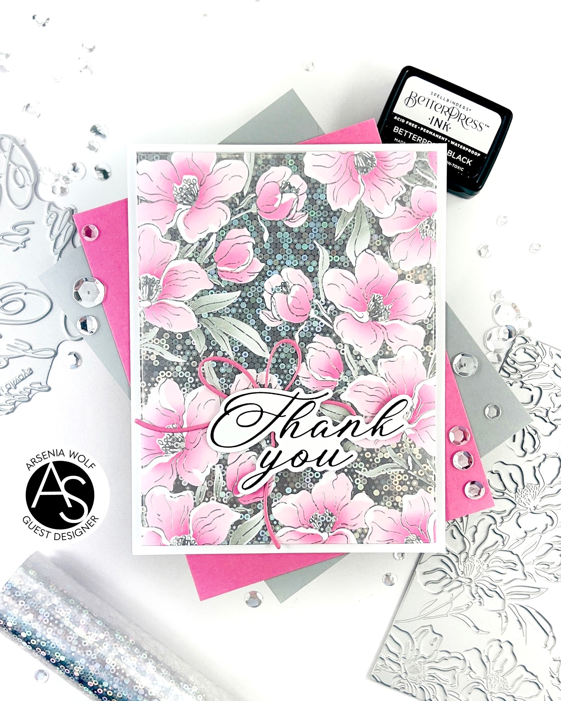 Charming Floral Background Stencil Set & Press Plate – Alex Syberia Designs, BetterPress System compatible, die-cutting, cardmaking supplies, sentiments cardmaking, scrapbooking ideas
