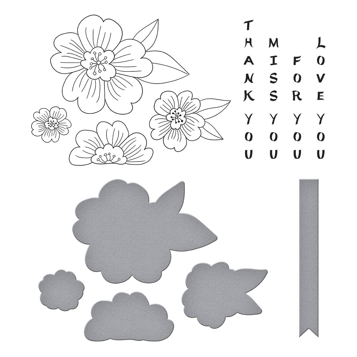 Blossoms & Sentiments BetterPress Plate & Die Set