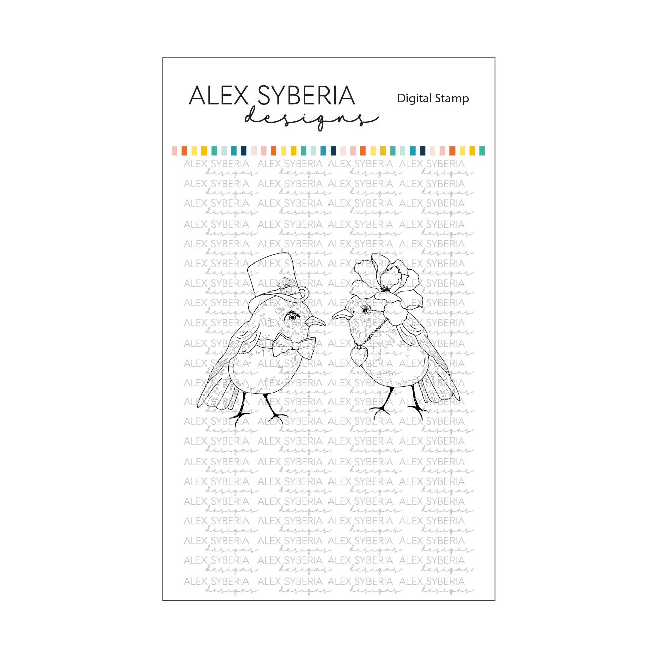 Bird Wedding Digital Stamp