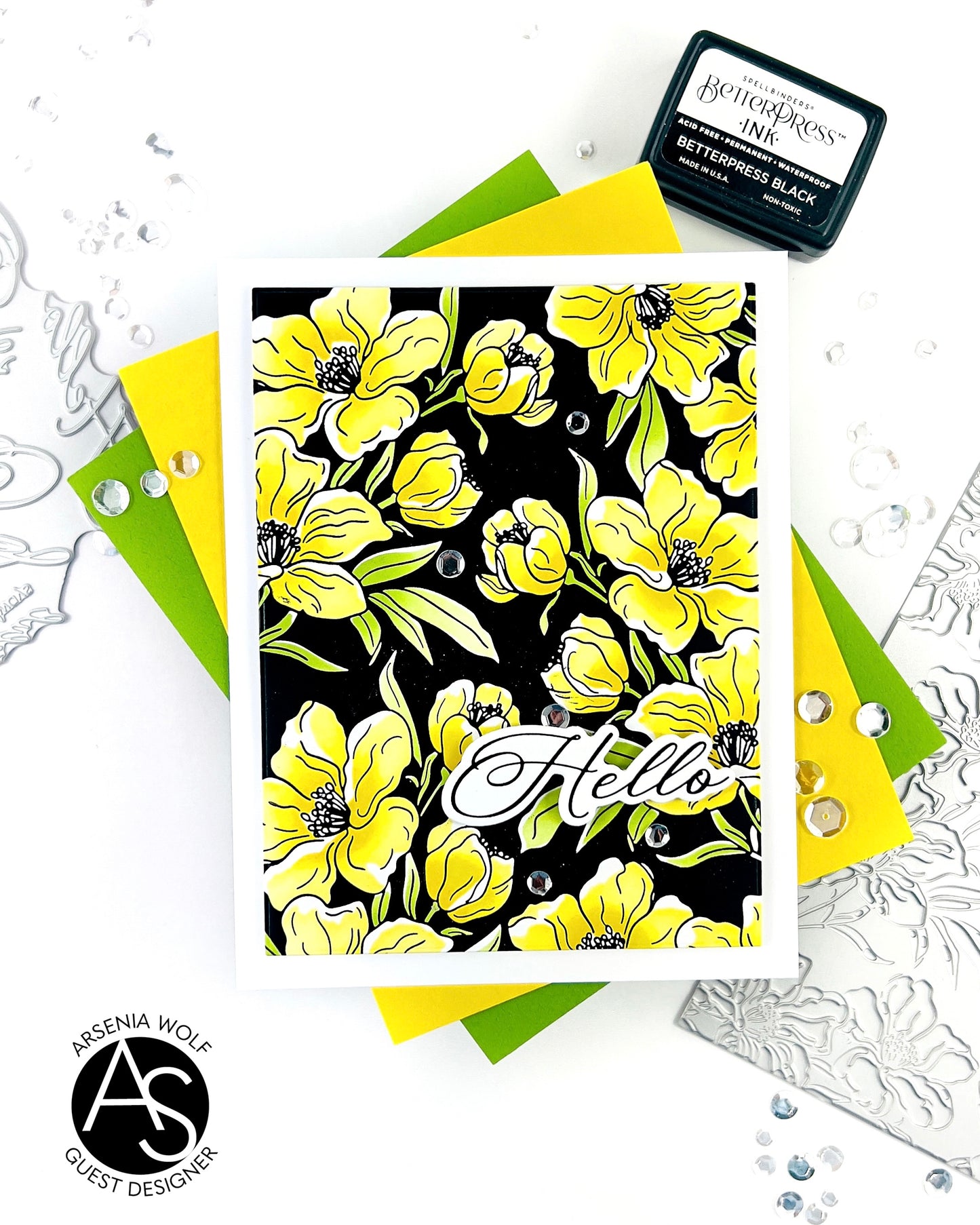 Charming Floral Background Stencil Set & Press Plate – Alex Syberia Designs, BetterPress System compatible, die-cutting, cardmaking supplies, sentiments cardmaking, scrapbooking ideas