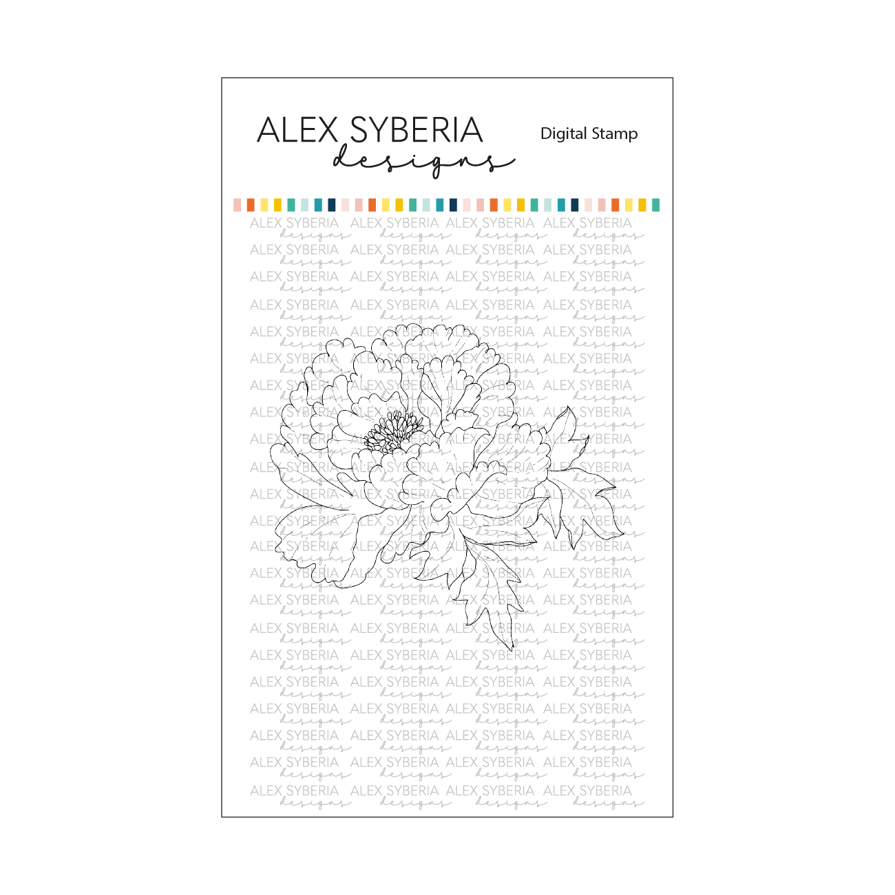 Chinese Peony Digital Stamp