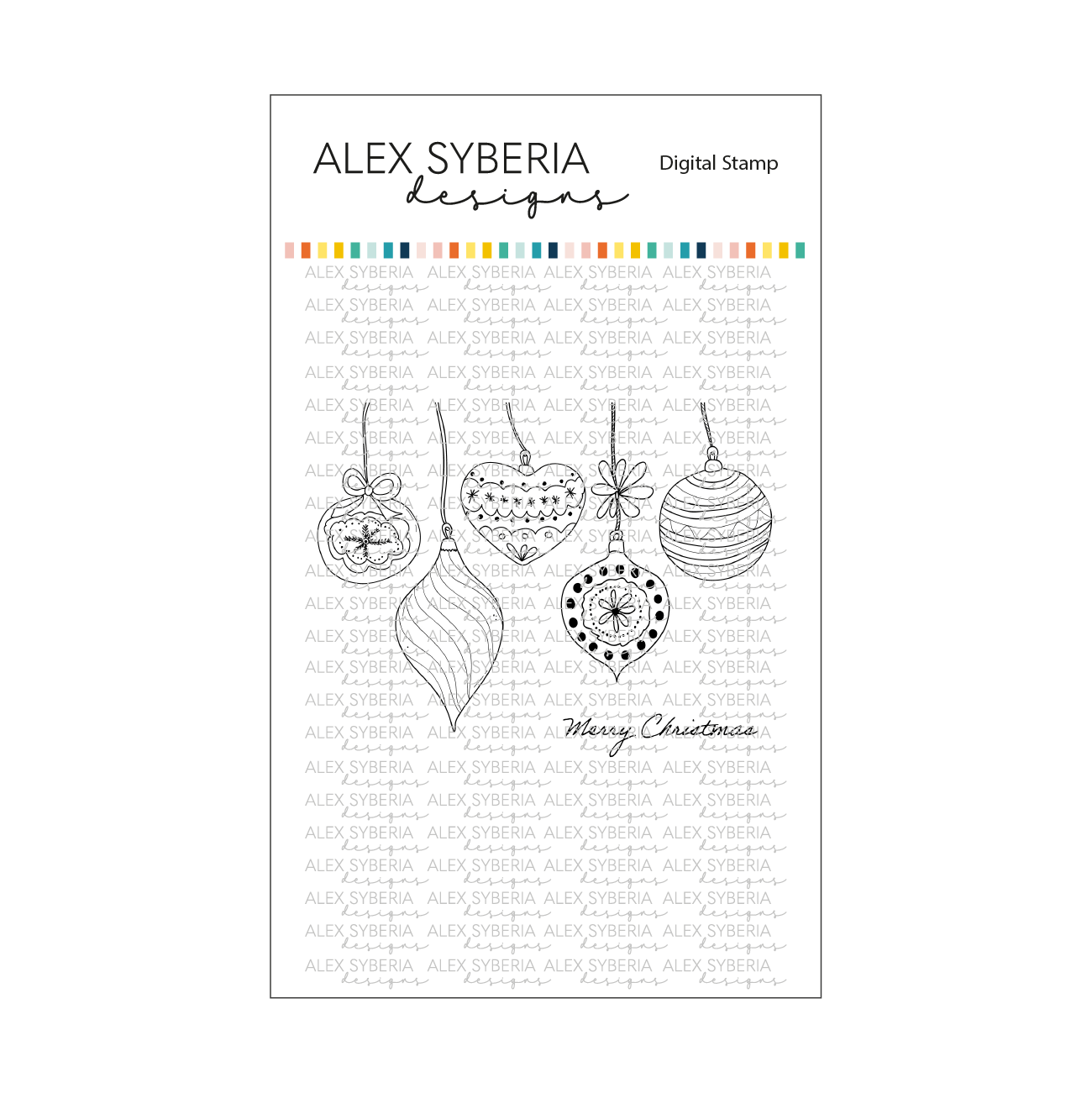 Christmas Ornaments Digital Stamp