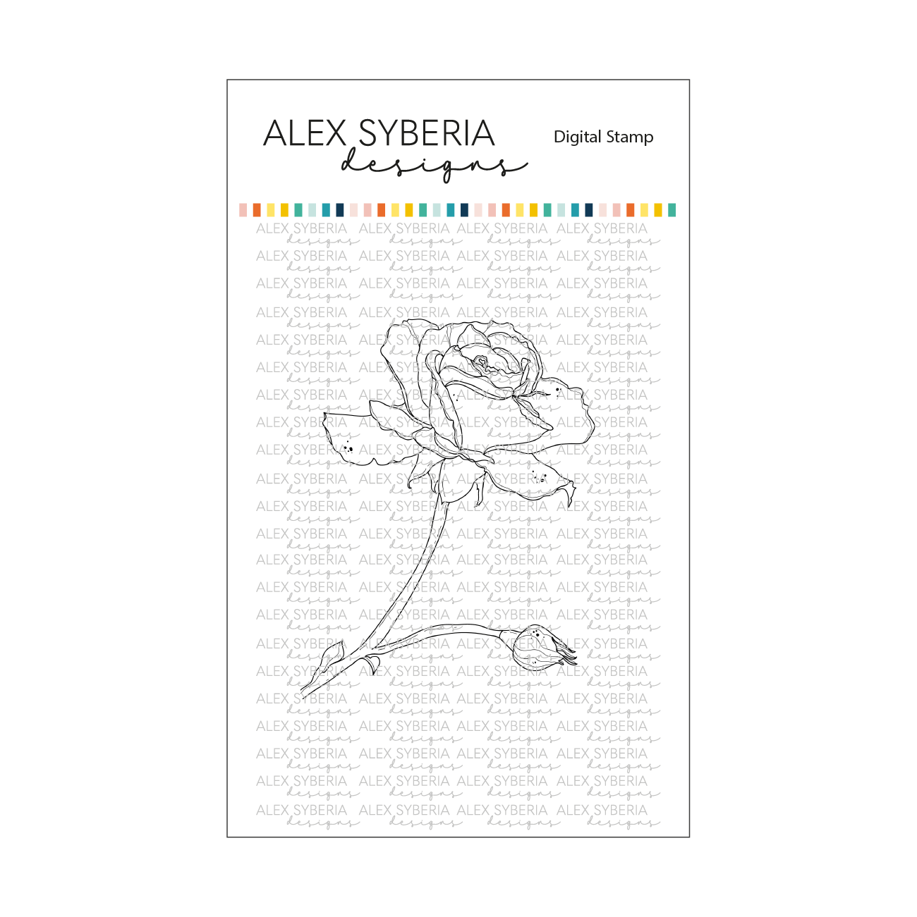 Dreamy Rose Digital Stamp