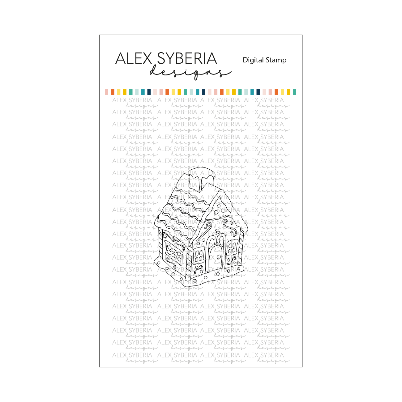 Gingerbread House Digital Stamp