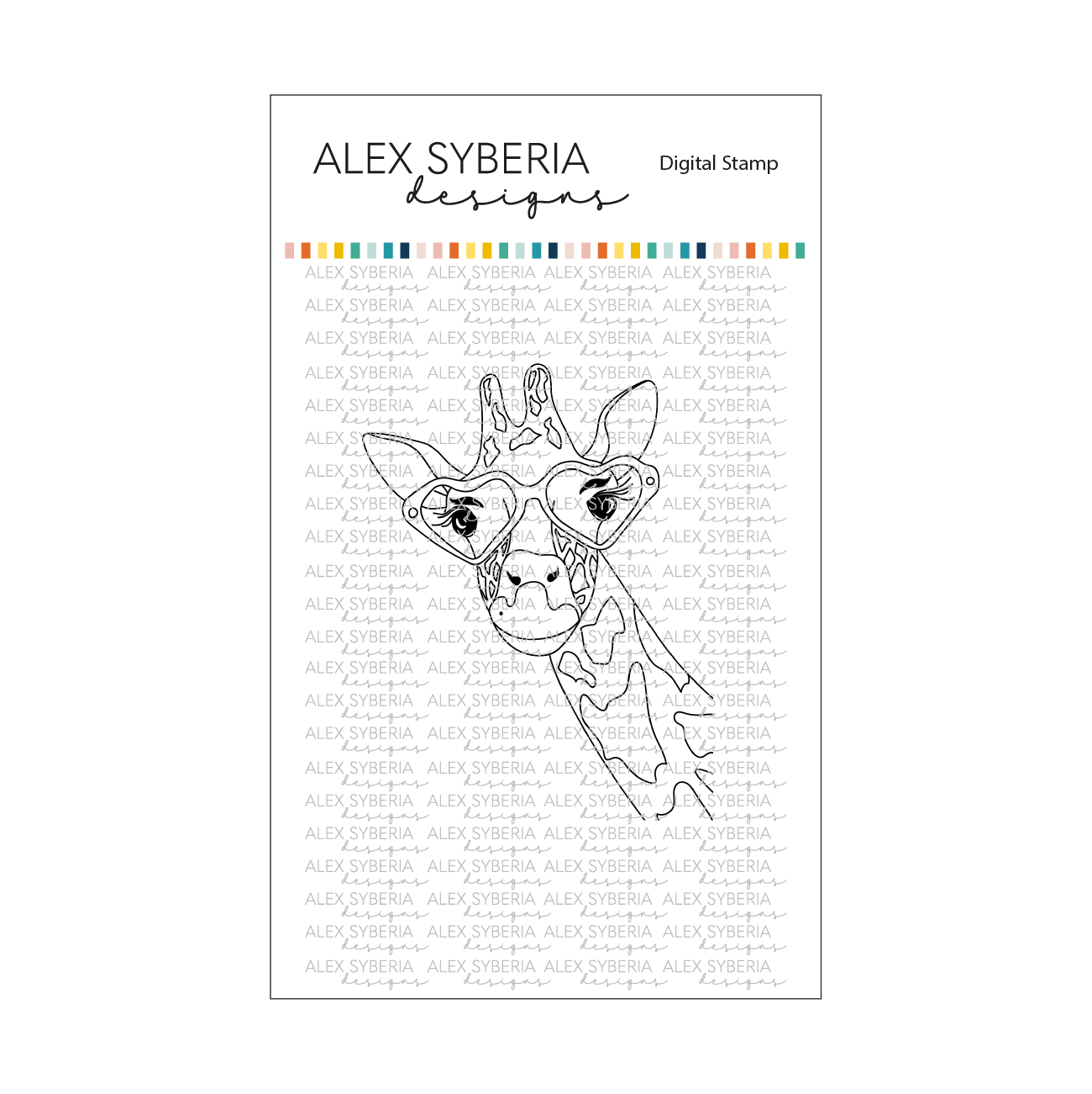 Love U Giraffe Digital Stamp
