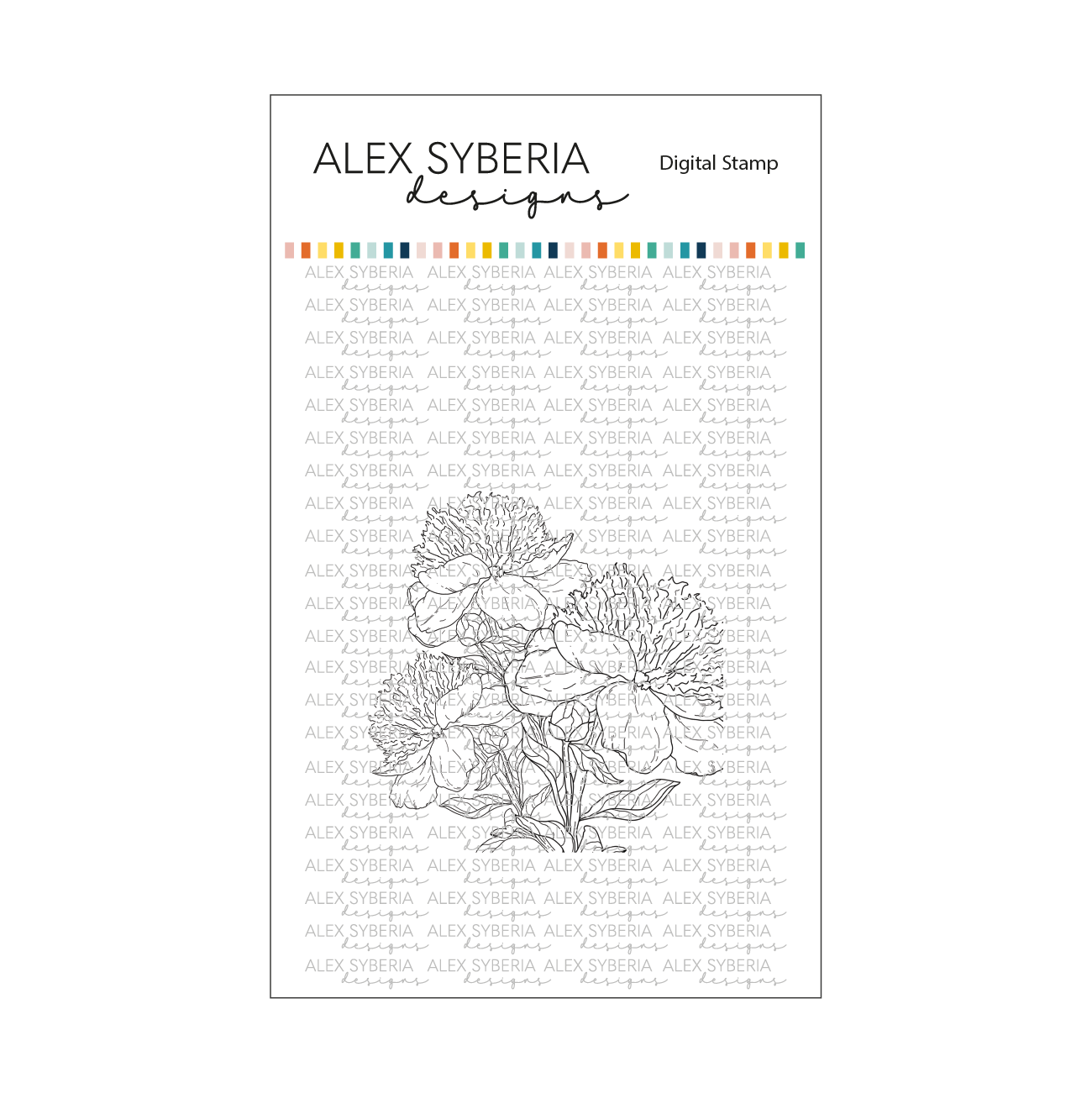 Peony Bouquet Digital Stamp