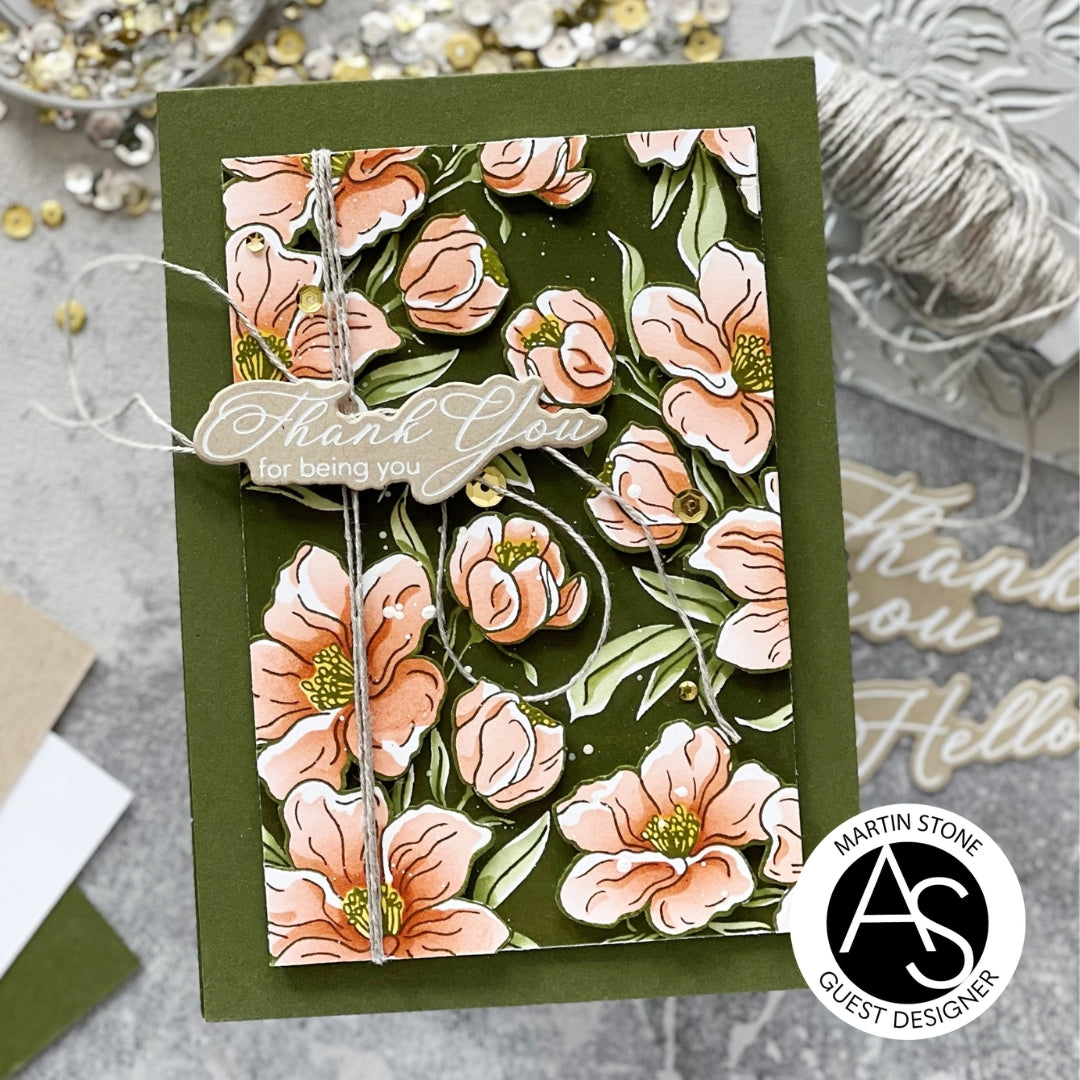 Charming Floral Background Stencil Set & Press Plate – Alex Syberia Designs, BetterPress System compatible, die-cutting, cardmaking supplies, sentiments cardmaking, scrapbooking ideas
