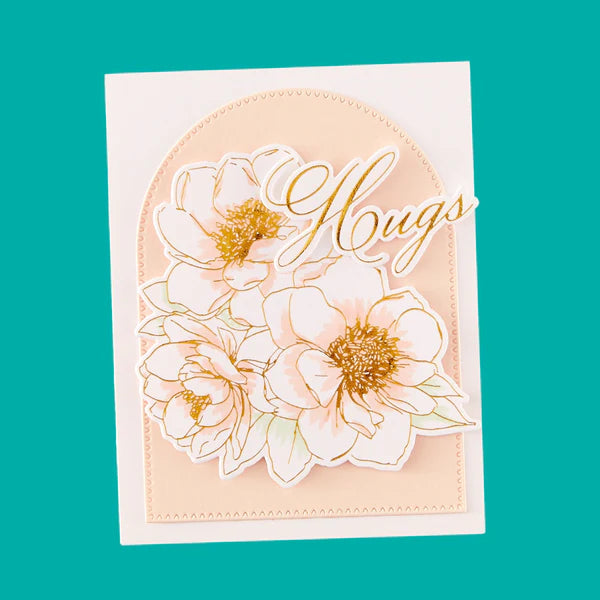 Card with floral design and 'Hugs' text on a teal background alex-syberia-designs