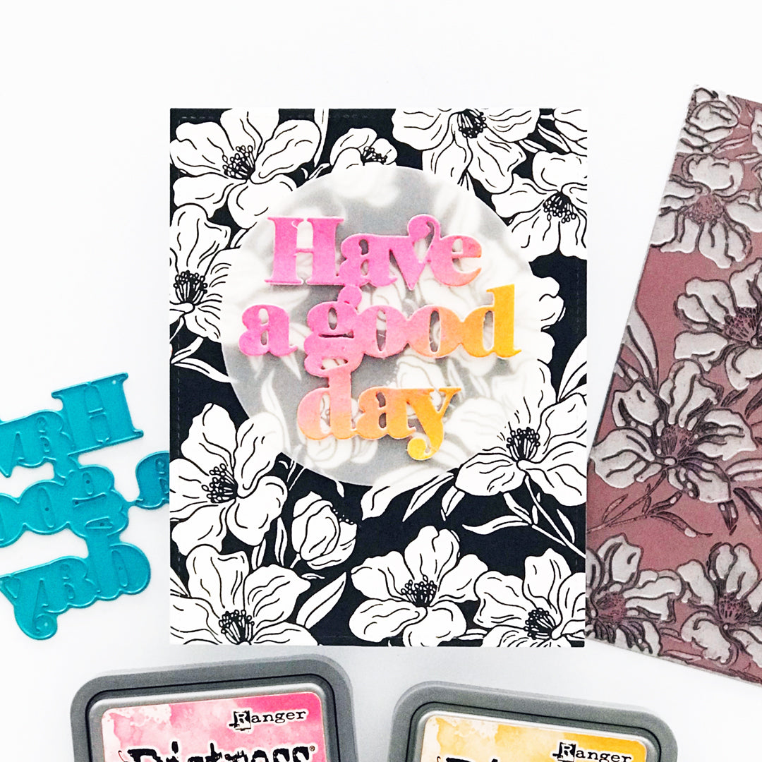 Charming Floral Background Stencil Set & Press Plate – Alex Syberia Designs, BetterPress System compatible, die-cutting, cardmaking supplies, sentiments cardmaking, scrapbooking ideas