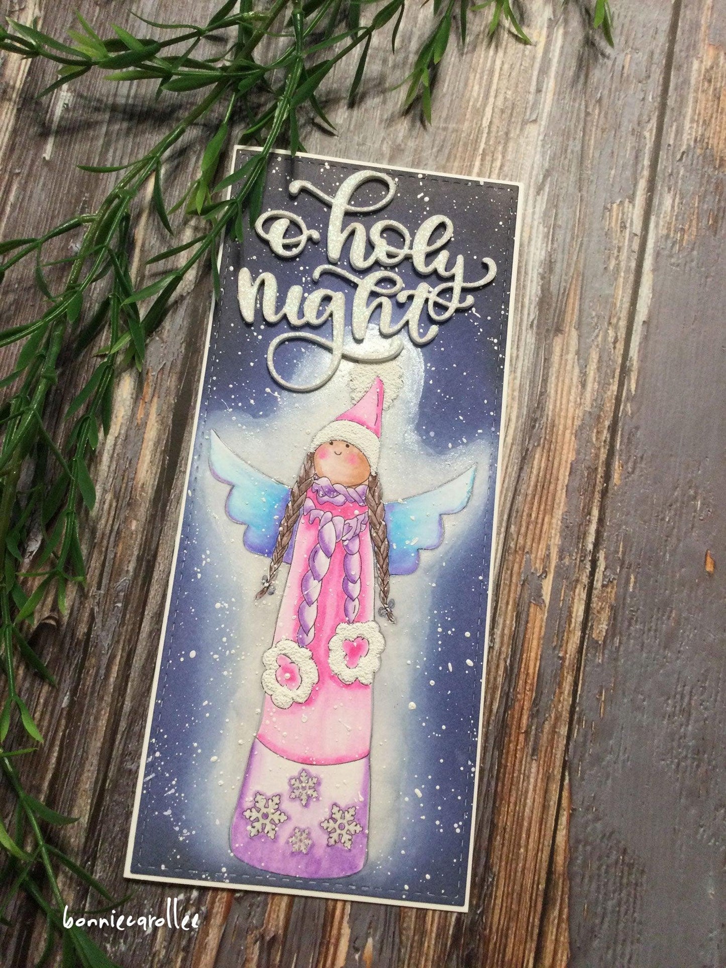 Christmas Angle Slimline Card Panel Digital Stamp - alexsyberiadesigns