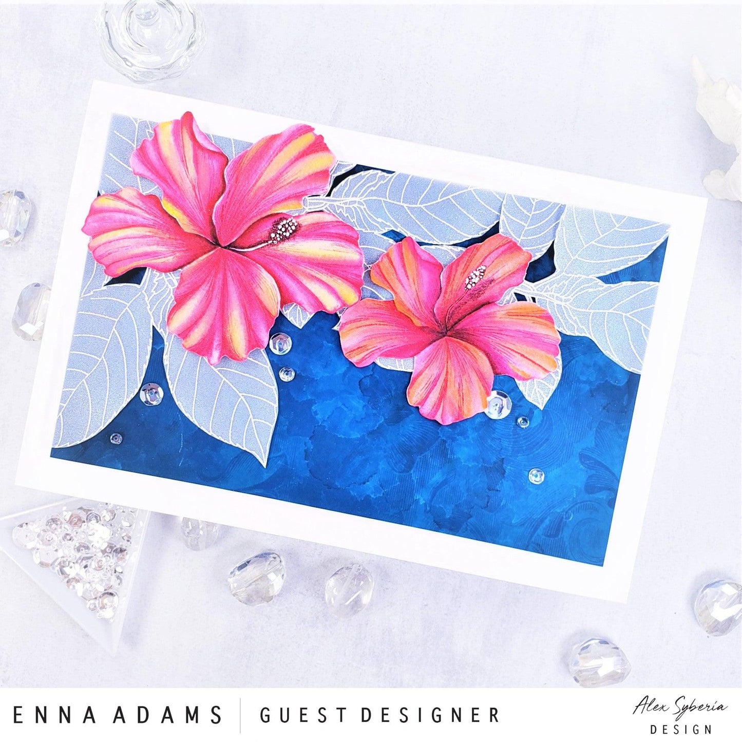 Sketched Hibiscus Digital Stamp - Alex Syberia Designs