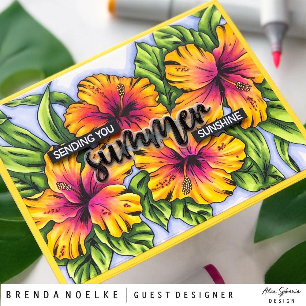 Sketched Hibiscus Digital Stamp - Alex Syberia Designs
