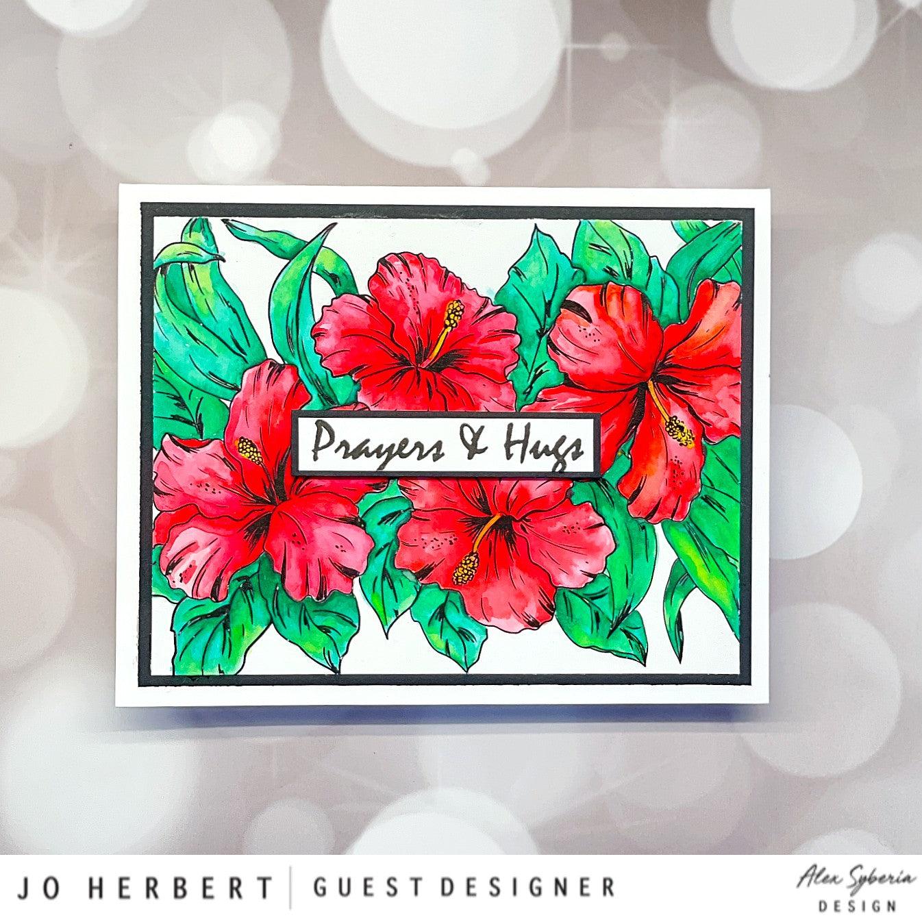 Sketched Hibiscus Digital Stamp - Alex Syberia Designs