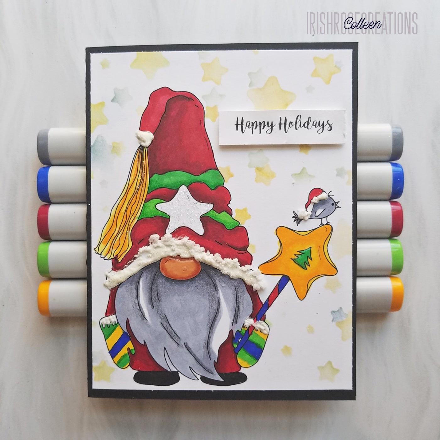 Christmas Cute Gnome Digital Stamp - alexsyberiadesigns