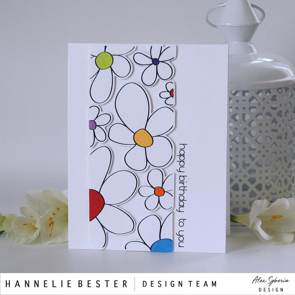 Happy Flowers Slimline Card Panel - Alex Syberia Designs