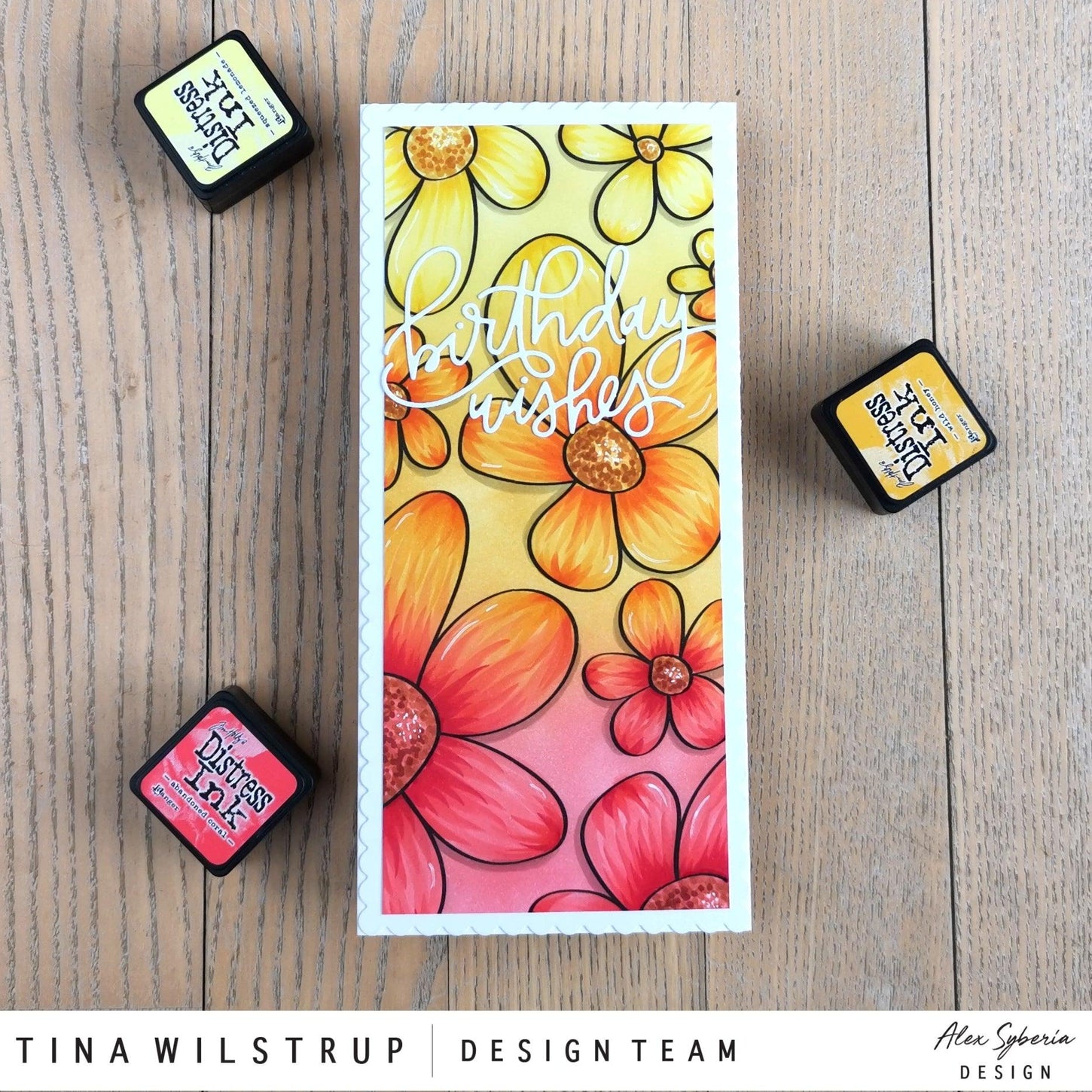 Happy Flowers Slimline Card Panel - Alex Syberia Designs