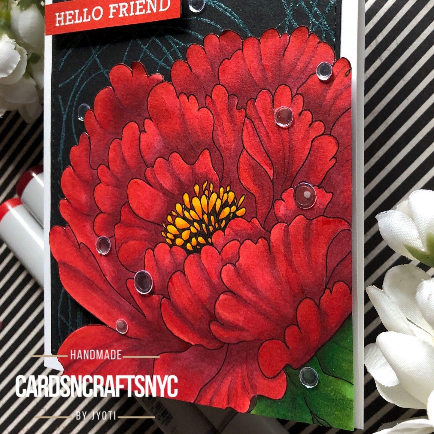 Chinese Peony Digital Stamp - alexsyberiadesigns