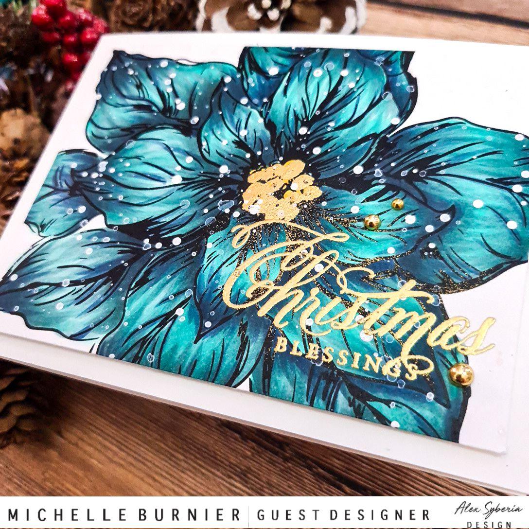 Vintage Collection - Christmas Poinsettia Digital Stamp - Alex Syberia Designs