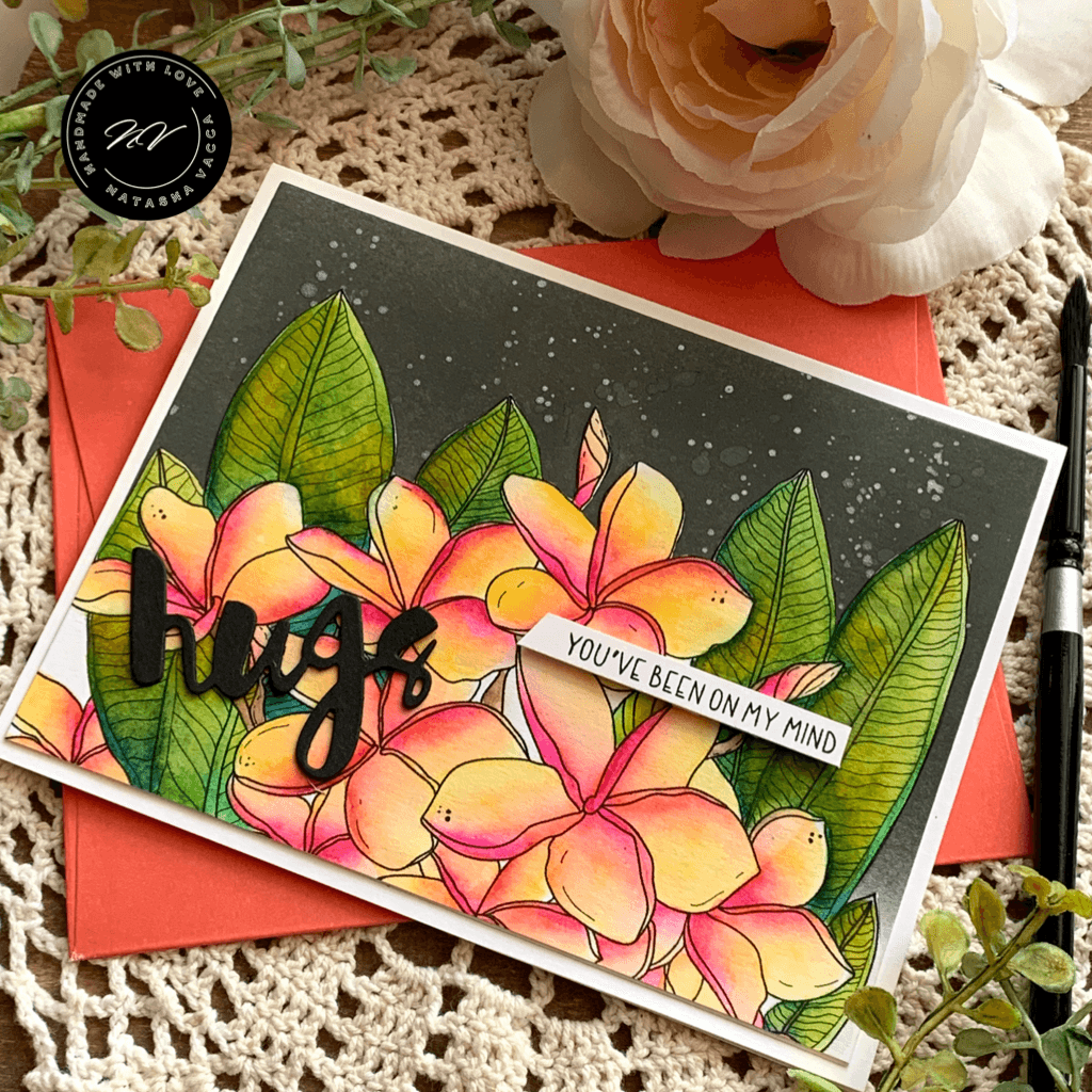 Plumeria Card Panel Digital Stamp - Alex Syberia Designs