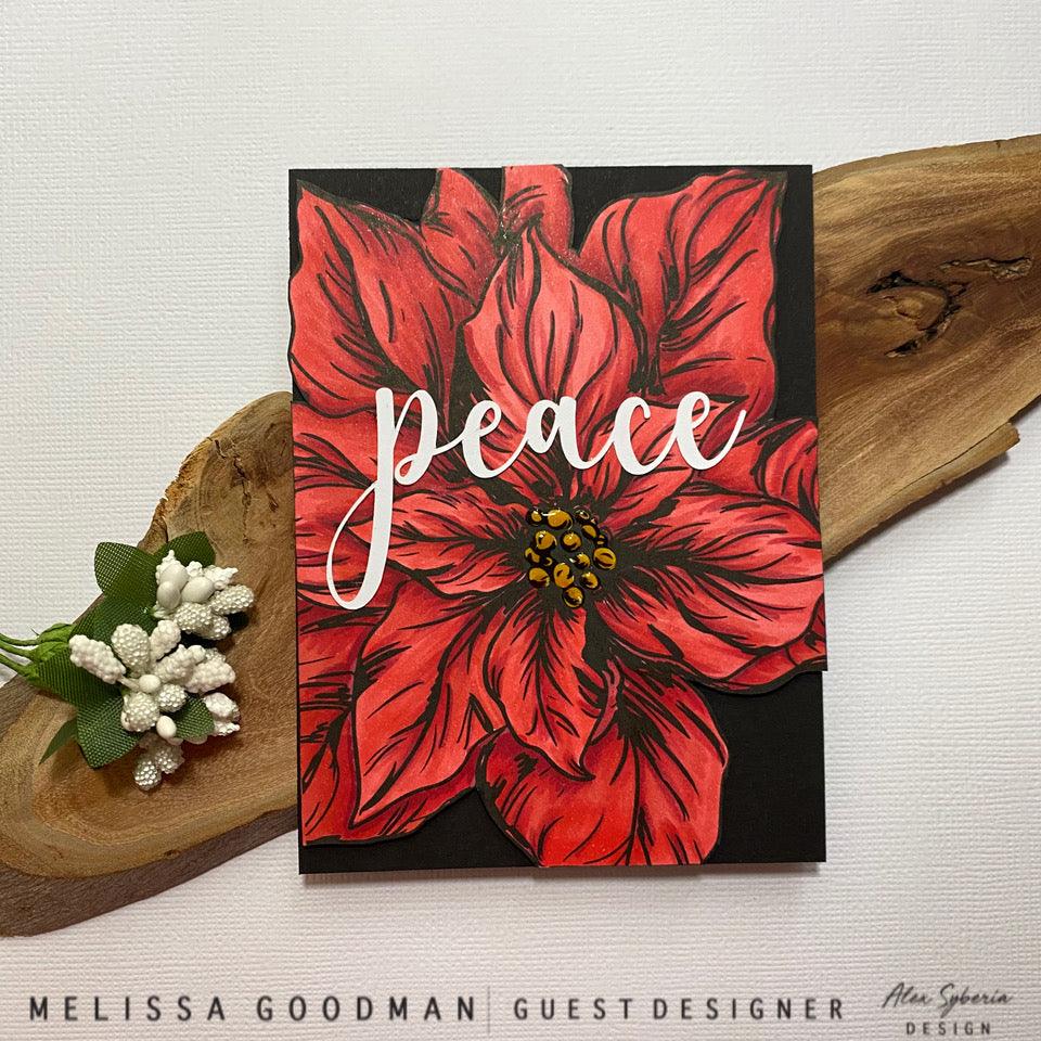 Vintage Collection - Christmas Poinsettia Digital Stamp - Alex Syberia Designs