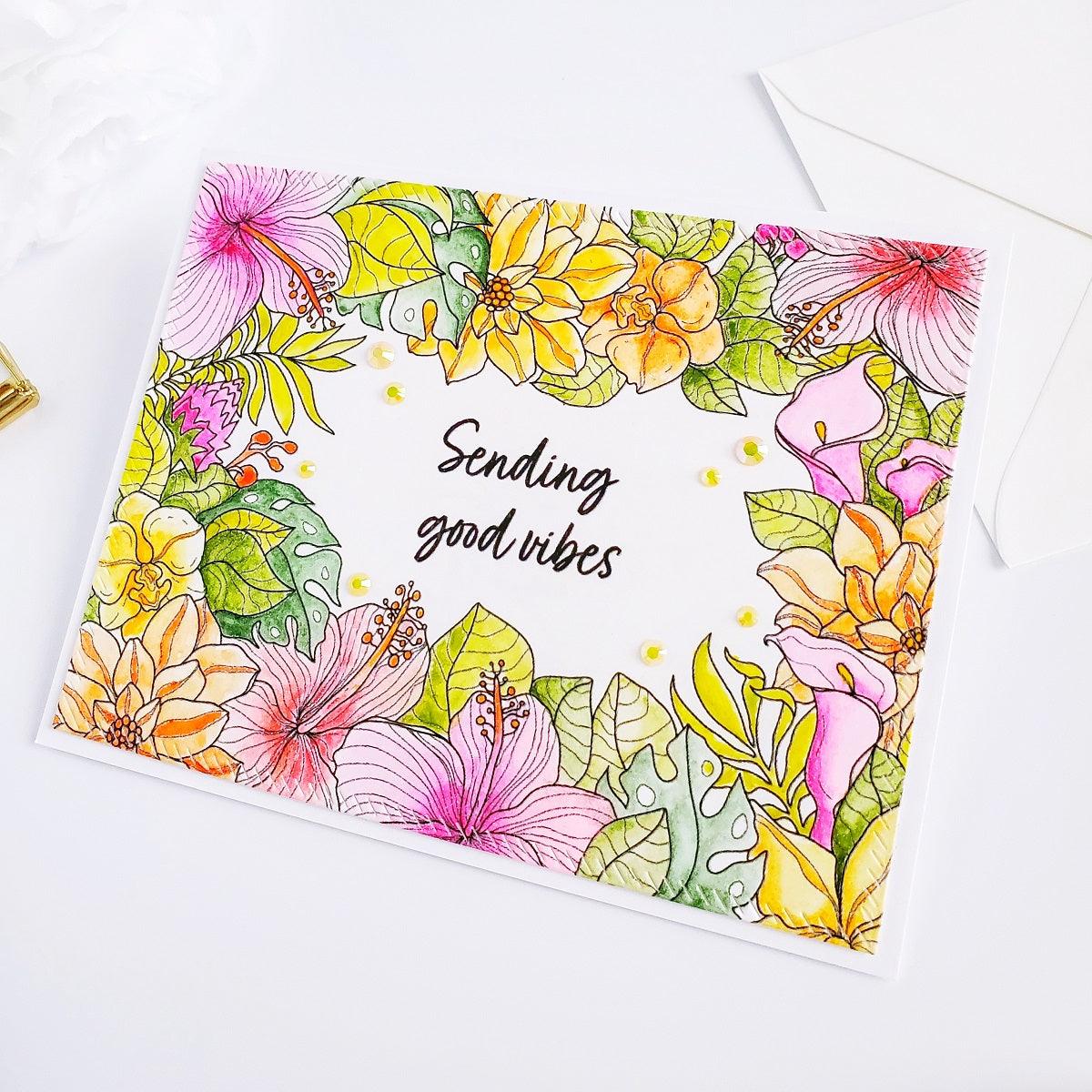 Tropical Frame Card Panel Digital Stamp - Alex Syberia Designs