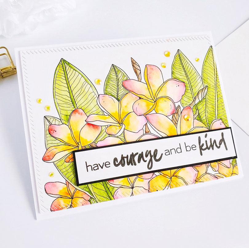 Plumeria Card Panel Digital Stamp - Alex Syberia Designs