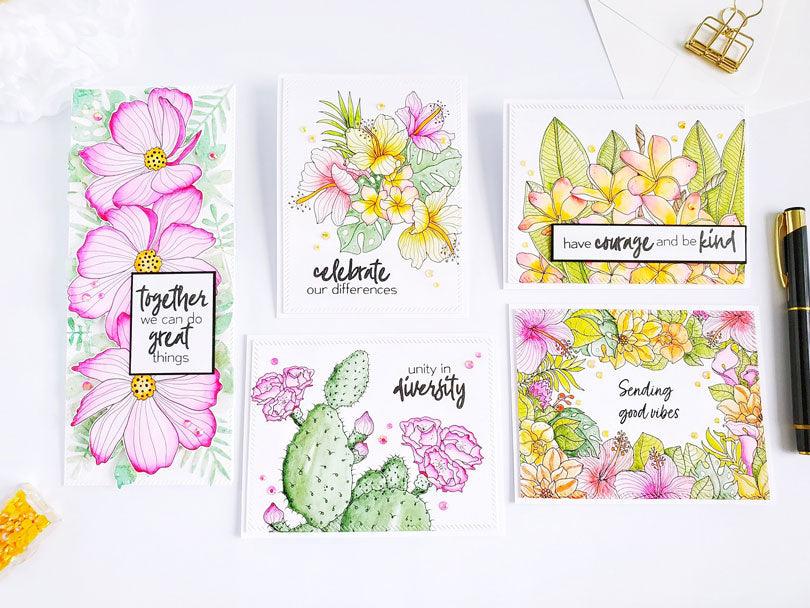 Plumeria Card Panel Digital Stamp - Alex Syberia Designs
