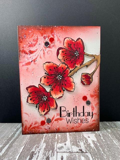 Almond Blossoms Digital Stamp - alexsyberiadesigns