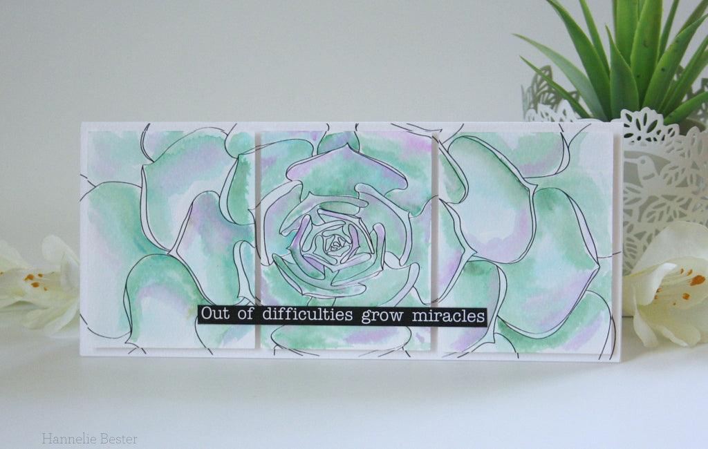 Succulent Slim Card Panel Digital Stamp - Alex Syberia Designs