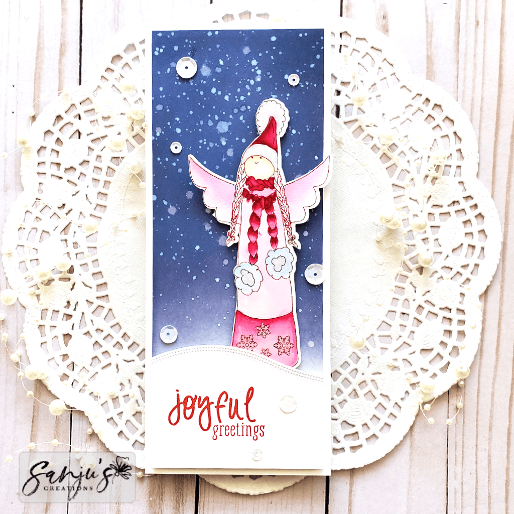 Christmas Angle Slimline Card Panel Digital Stamp - alexsyberiadesigns