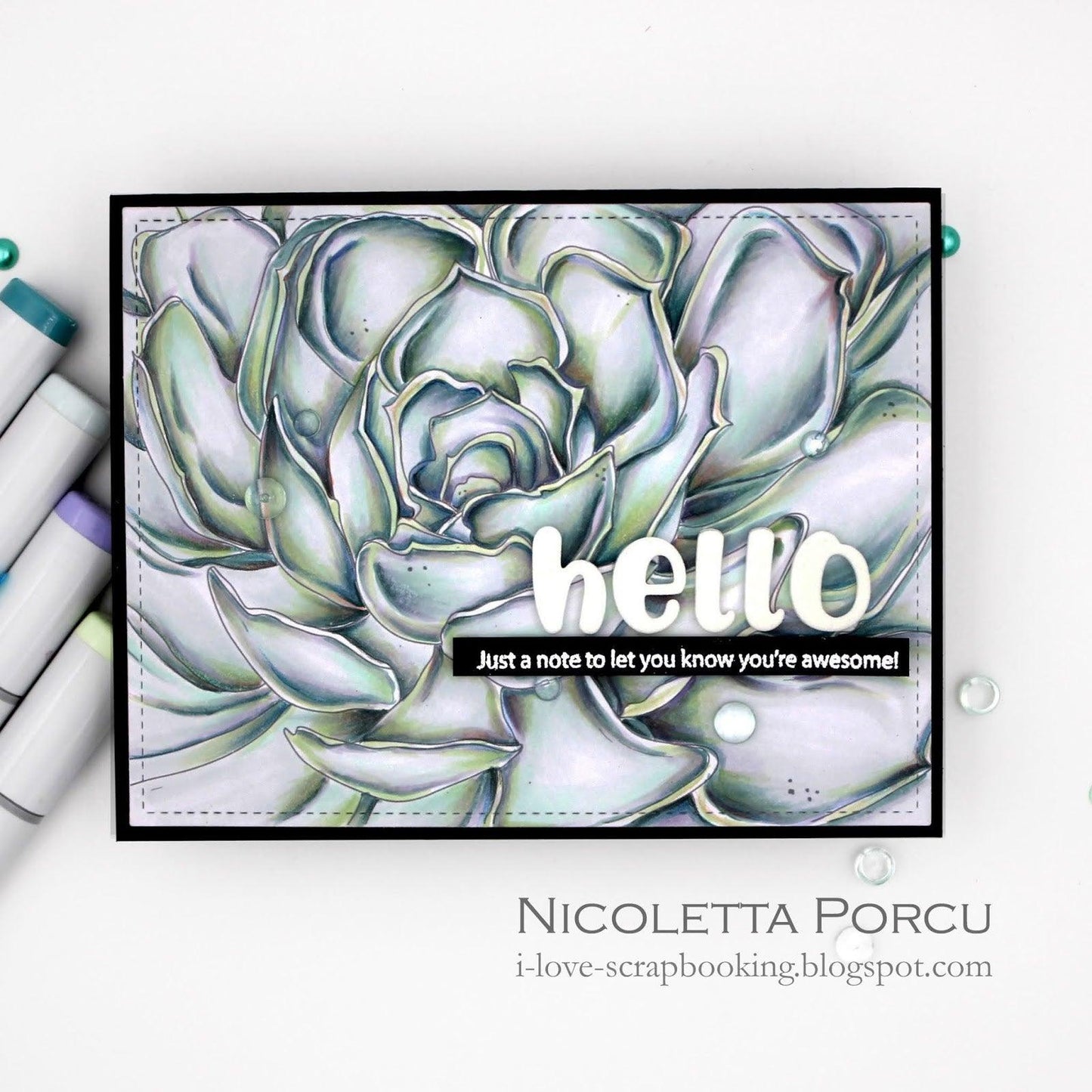 Succulent Close-Up Digital Stamp - Alex Syberia Designs