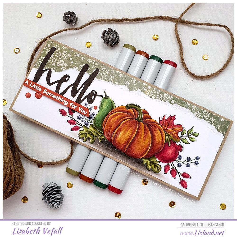 Autumn Bouquet Slimline Card Panel Digital Stamp - alexsyberiadesigns