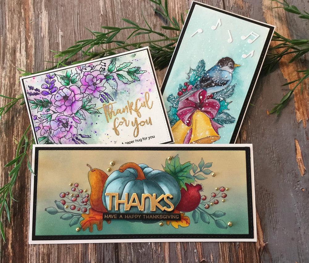 Autumn Bouquet Slimline Card Panel Digital Stamp - alexsyberiadesigns