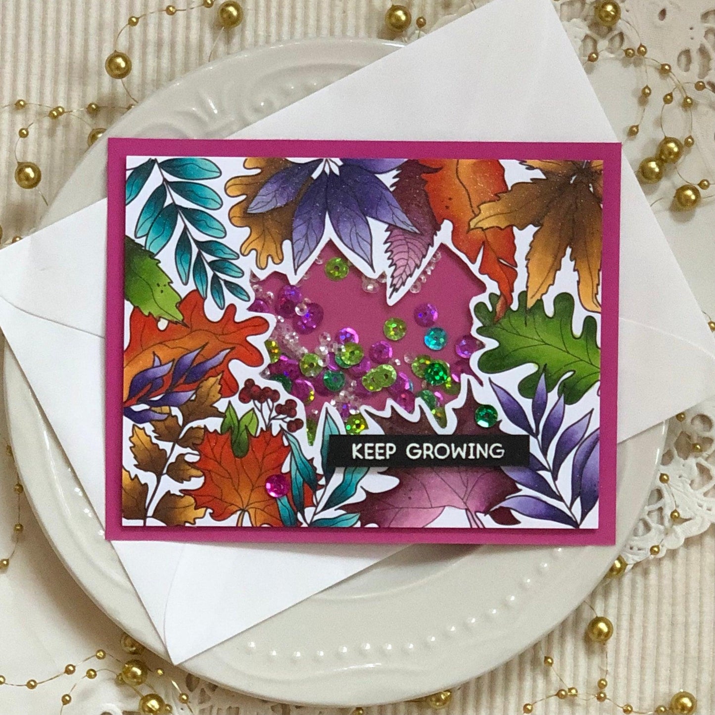 Autumn Leaves Frame Card Panel Digital Stamp - alexsyberiadesigns