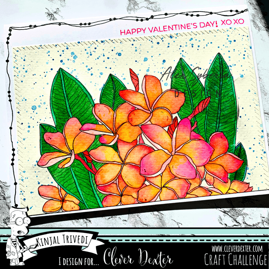 Plumeria Card Panel Digital Stamp - Alex Syberia Designs