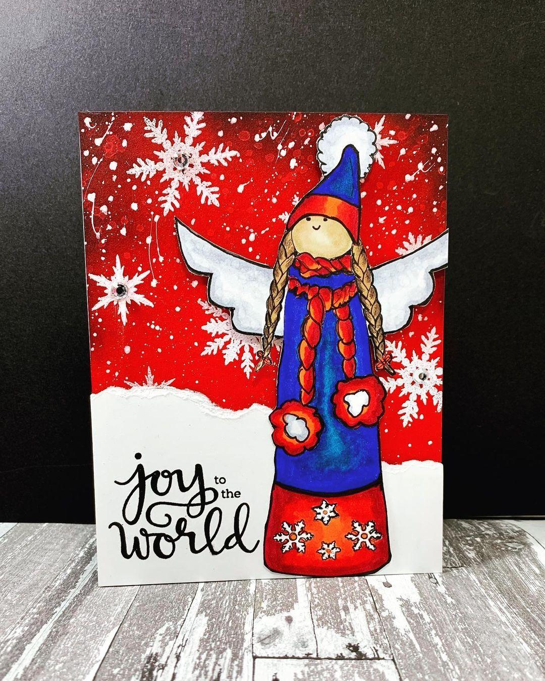 Christmas Angle Slimline Card Panel Digital Stamp - alexsyberiadesigns