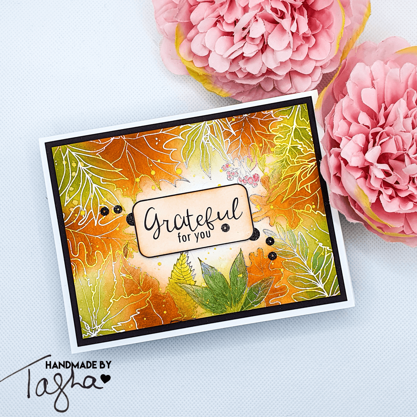 Autumn Leaves Frame Card Panel Digital Stamp - alexsyberiadesigns