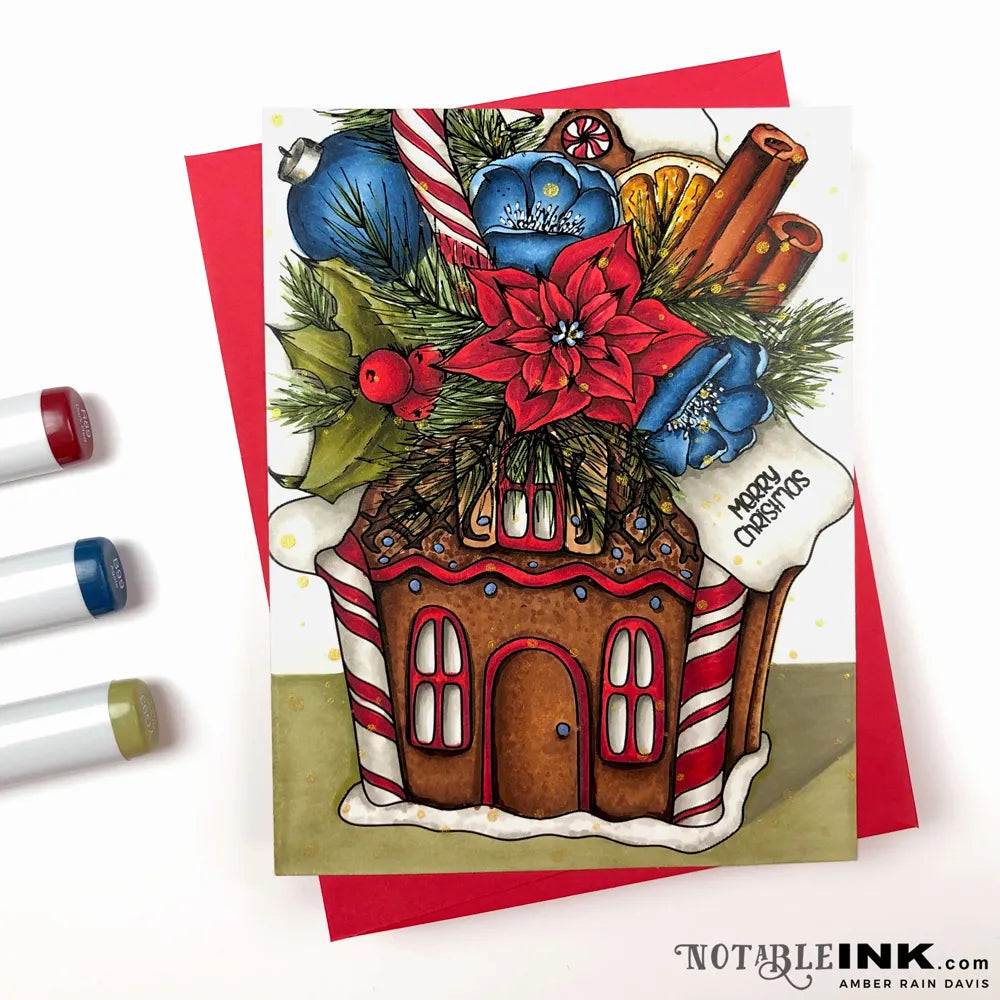 Gingerbread House Bouquet Digital Stamp - Alex Syberia Designs