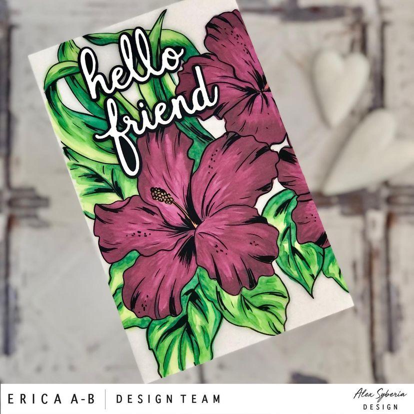 Sketched Hibiscus Digital Stamp - Alex Syberia Designs