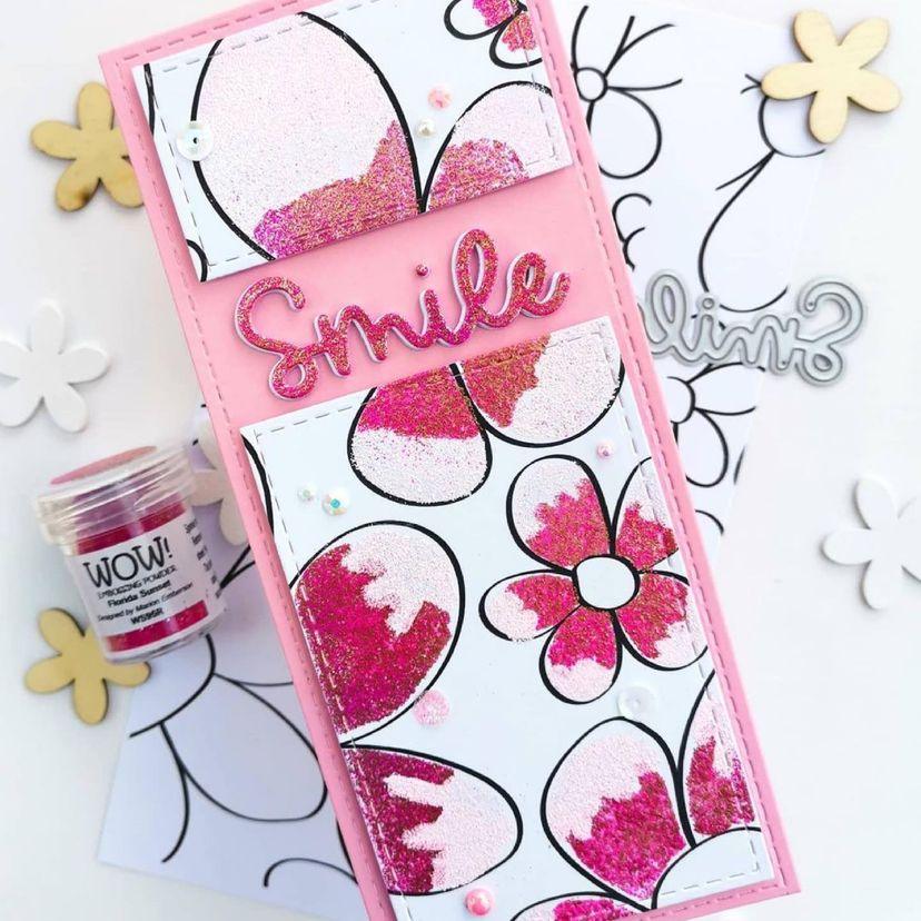 Happy Flowers Slimline Card Panel - Alex Syberia Designs
