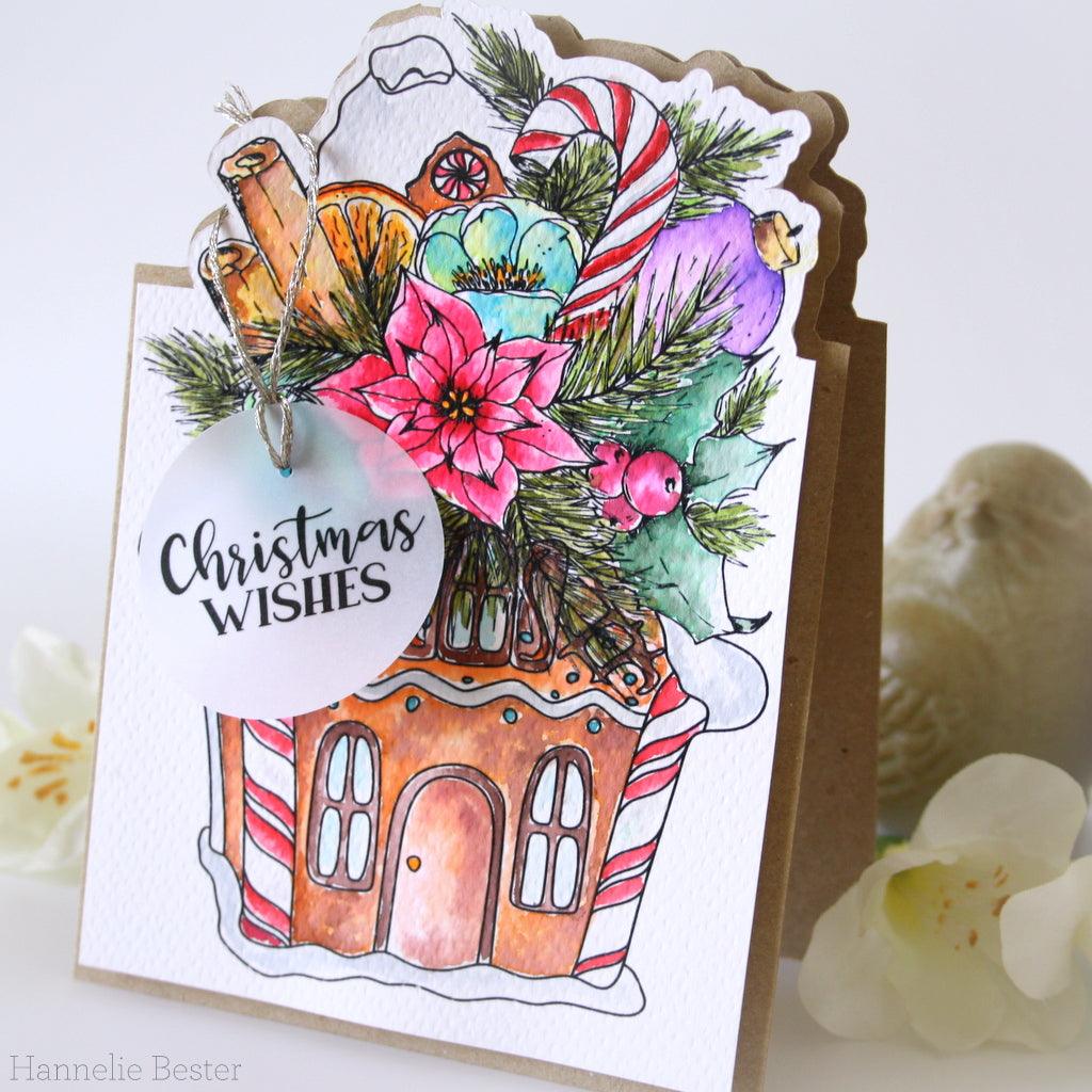 Gingerbread House Bouquet Digital Stamp - Alex Syberia Designs