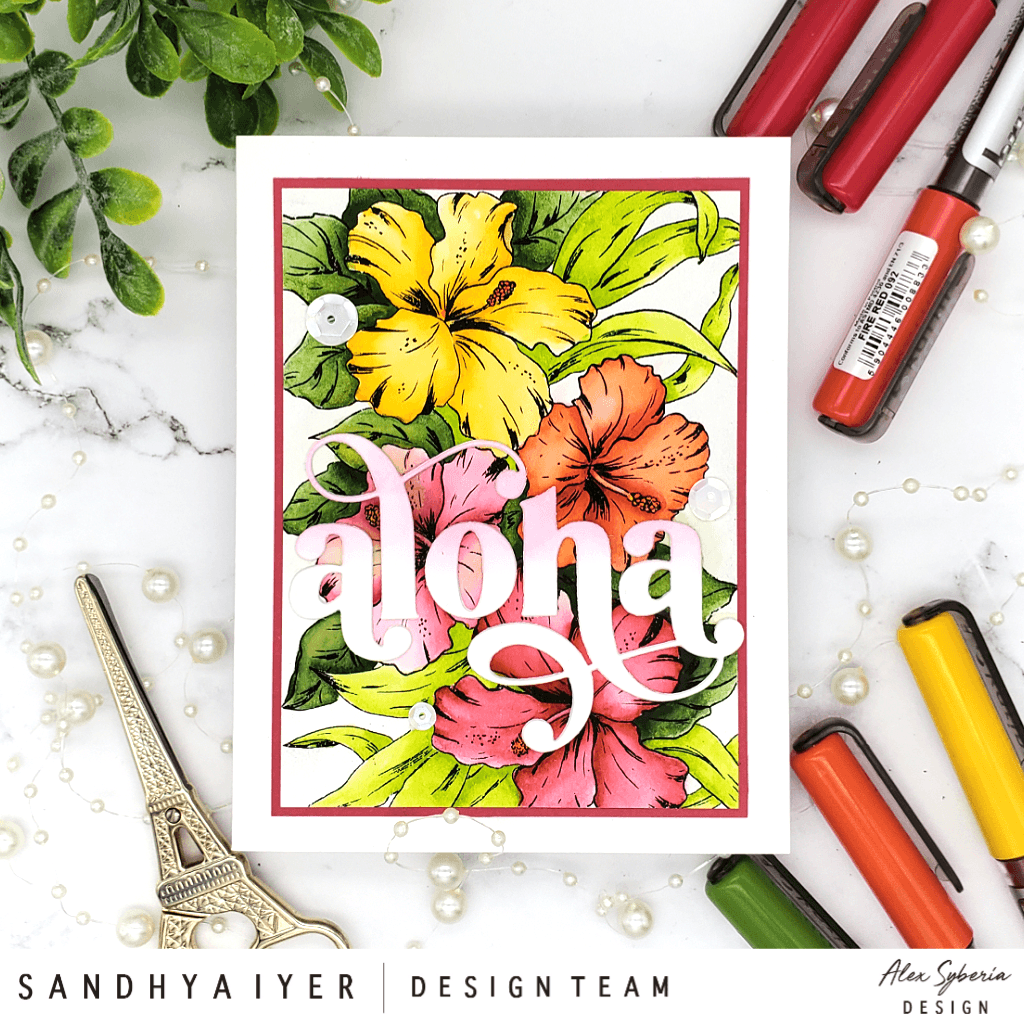 Sketched Hibiscus Digital Stamp - Alex Syberia Designs