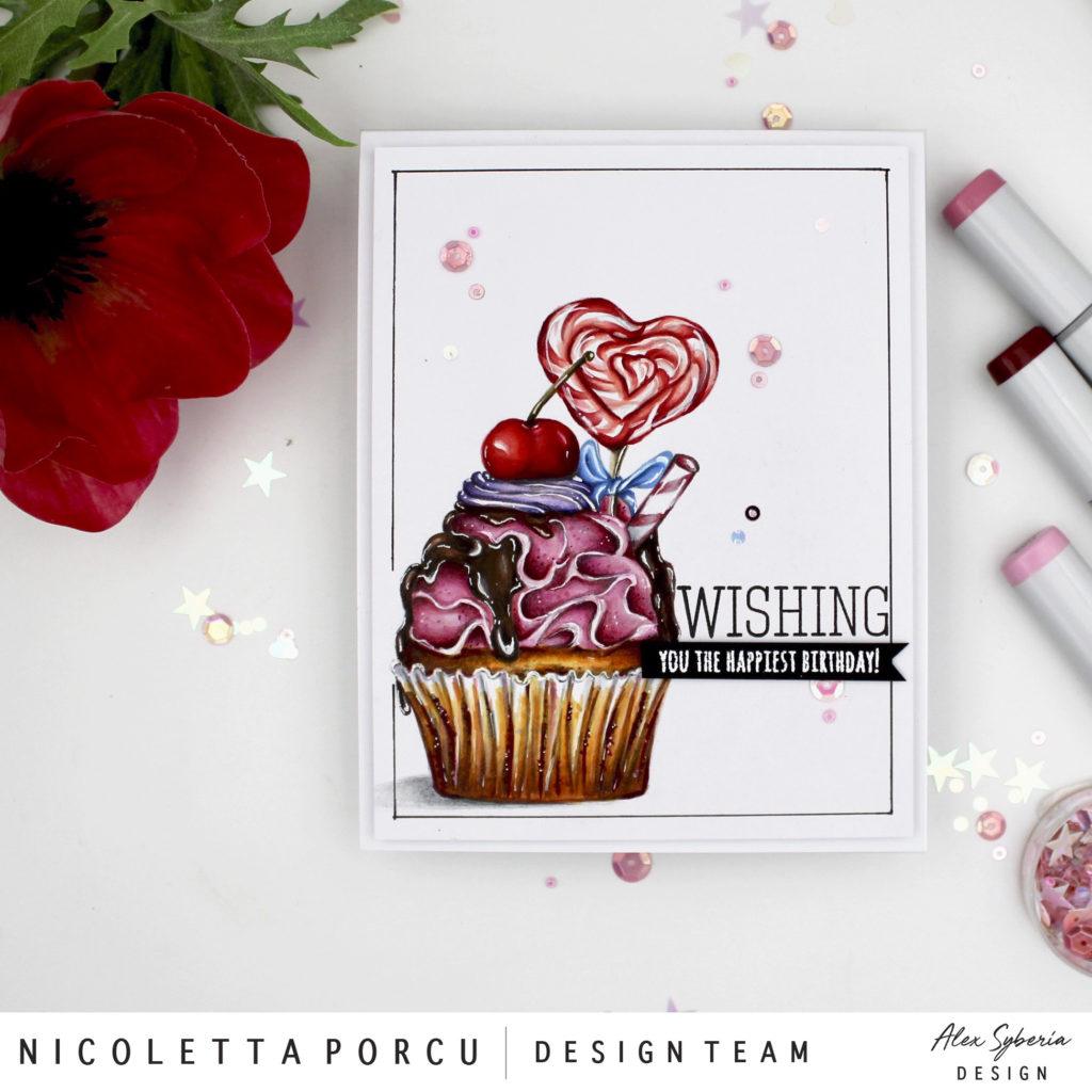 Sweet Love Cupcake Digital Stamp - Alex Syberia Designs