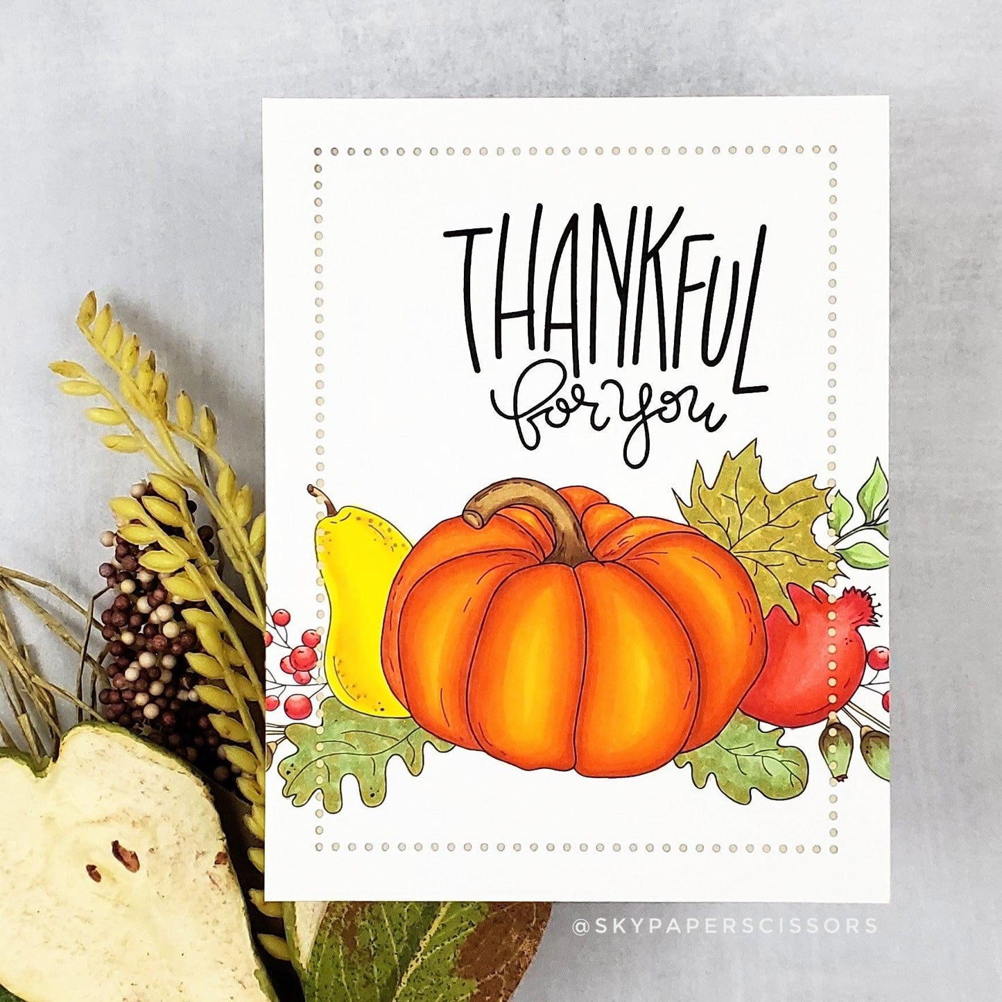 Autumn Bouquet Slimline Card Panel Digital Stamp - alexsyberiadesigns