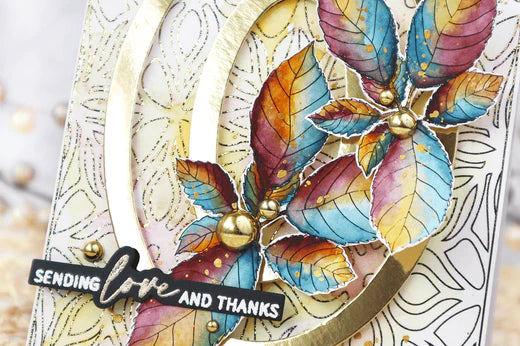 Summer Leaves and Kaleidoscope Digital Stamps | Watercolouring & Foiling