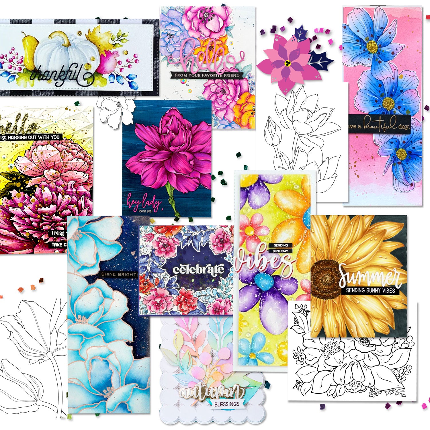 Floral Digital Stamps