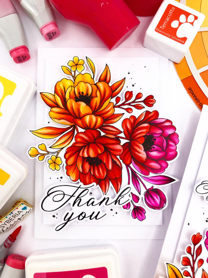 Lush Peony Bouquet Press+Foil Plate