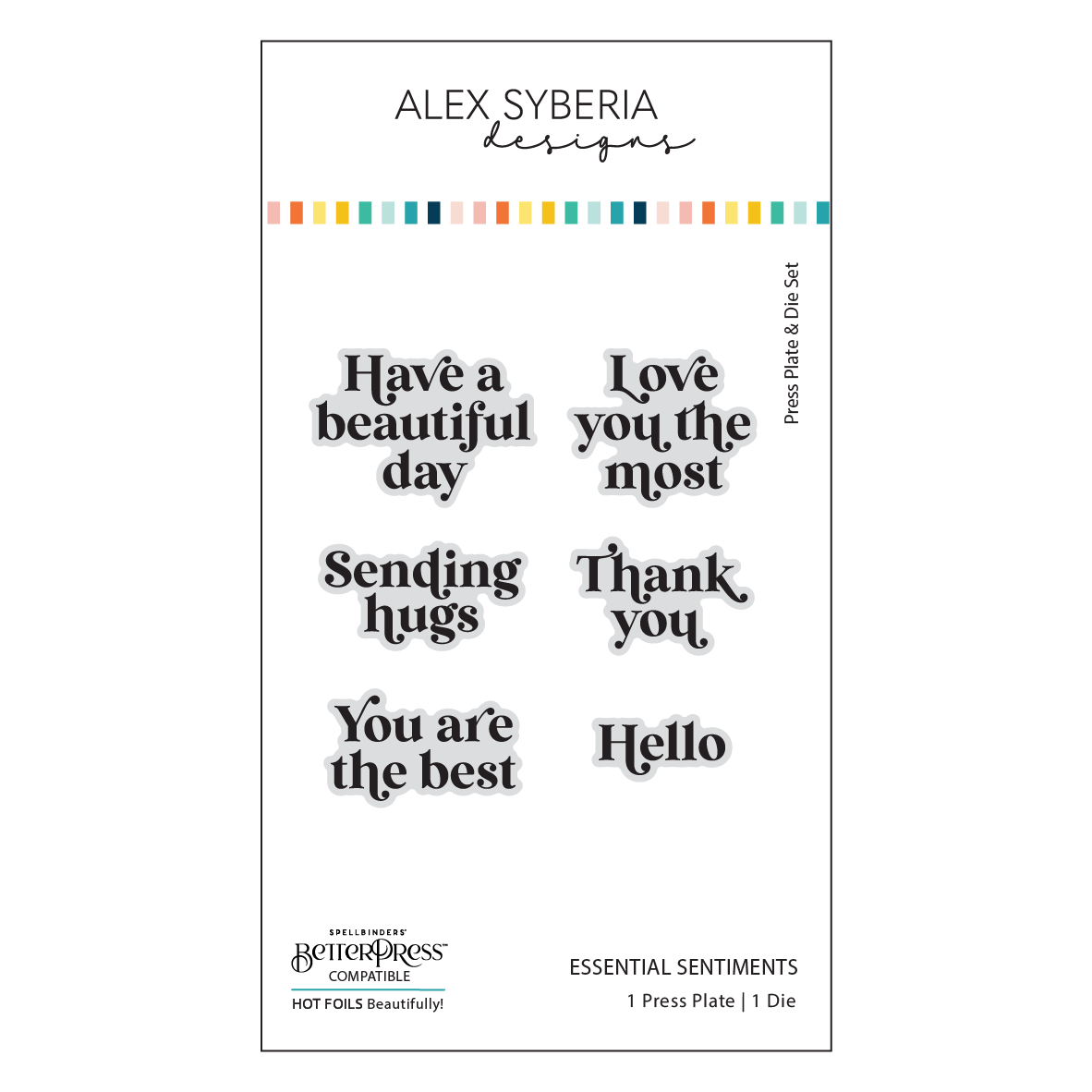 Essential Sentiments Press Plate & Die Set