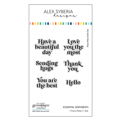 Essential Sentiments Press Plate & Die Set