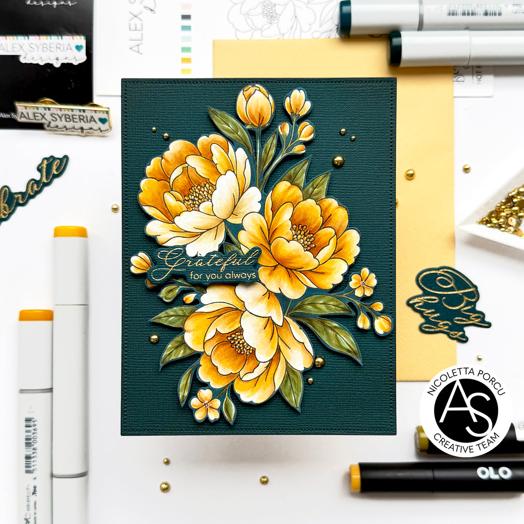 Lush Peony Bouquet Press + Hot Foil Plate & Stencil Bundle